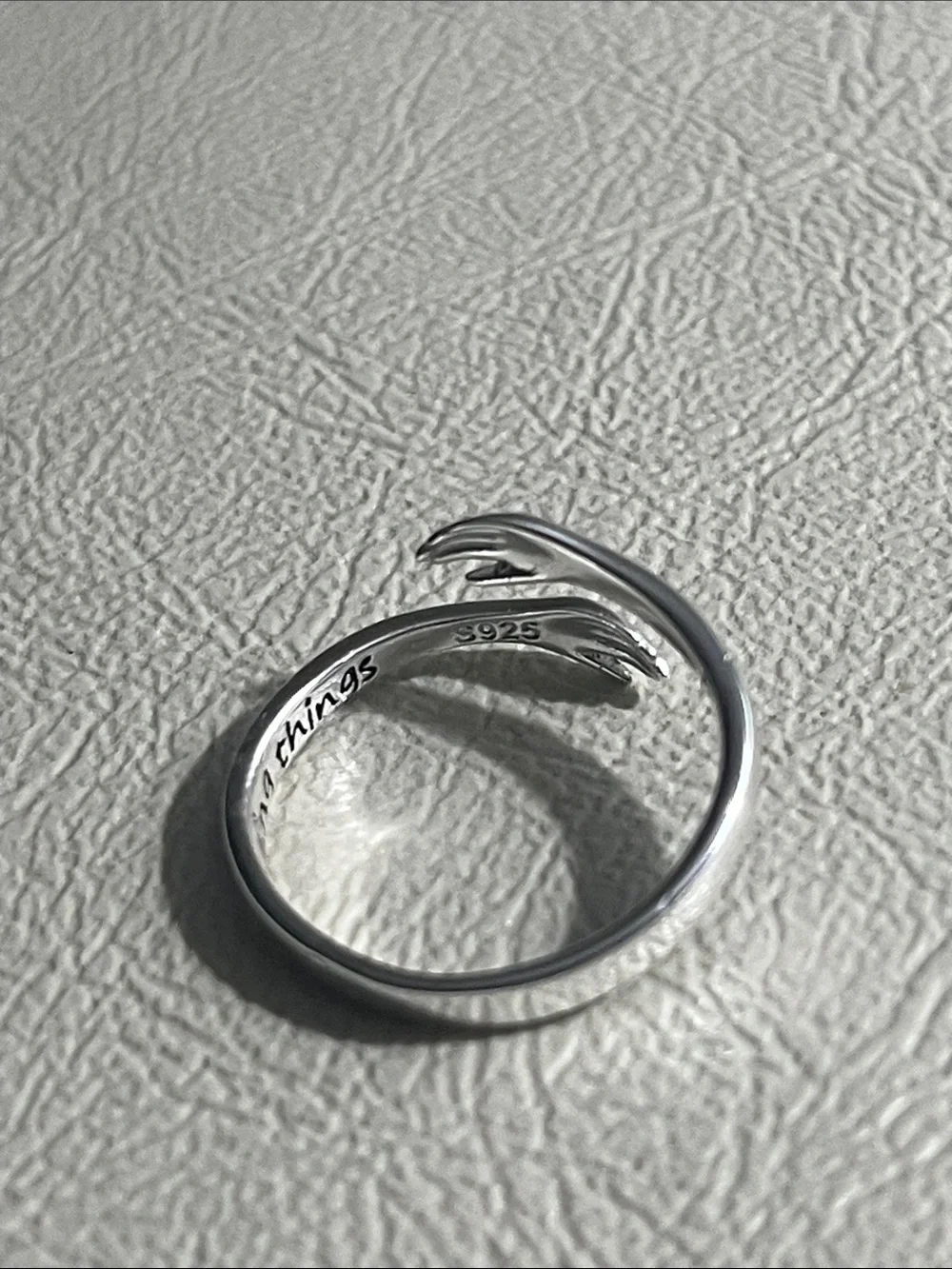S925 Silver Open Cuff Ring with Hands - Beautiful girl you can do amazing things